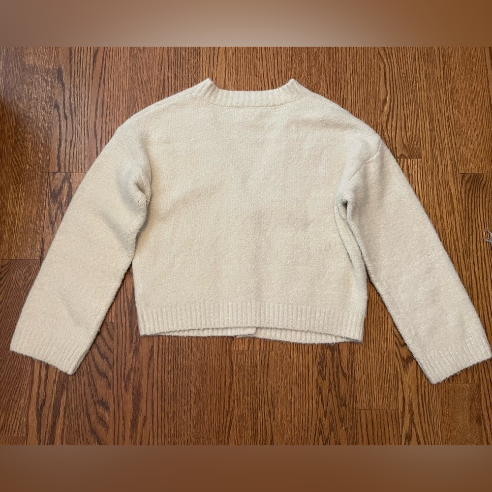 BP Cream Off-White Fuzzy Button Up Cottagecore Cozy Cardigan Size SMALL Feminine - Picture 2 of 6